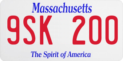 MA license plate 9SK200