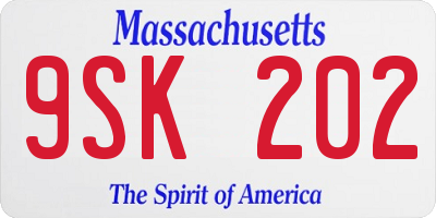 MA license plate 9SK202