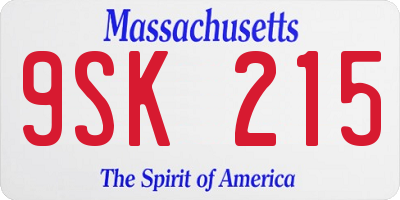 MA license plate 9SK215