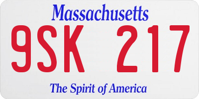 MA license plate 9SK217