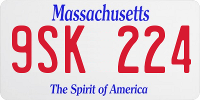 MA license plate 9SK224