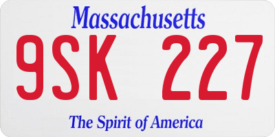 MA license plate 9SK227