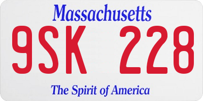 MA license plate 9SK228