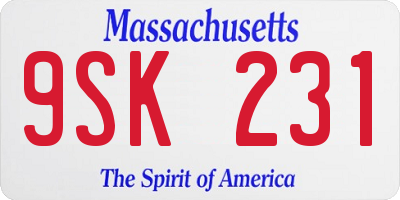MA license plate 9SK231