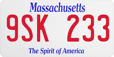 MA license plate 9SK233
