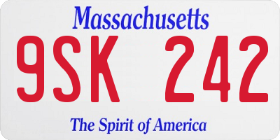 MA license plate 9SK242