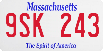 MA license plate 9SK243