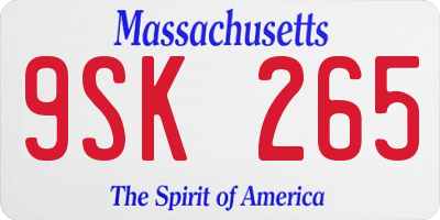 MA license plate 9SK265