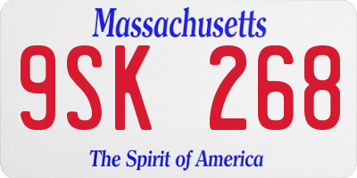 MA license plate 9SK268
