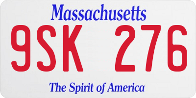 MA license plate 9SK276