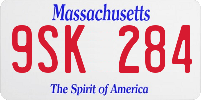 MA license plate 9SK284