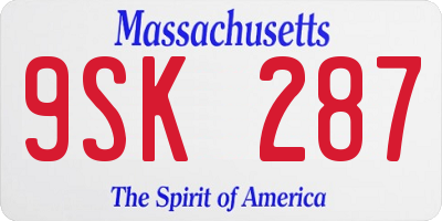 MA license plate 9SK287