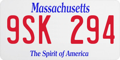 MA license plate 9SK294