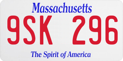 MA license plate 9SK296