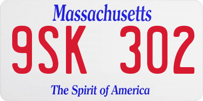 MA license plate 9SK302
