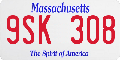 MA license plate 9SK308