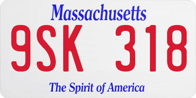 MA license plate 9SK318