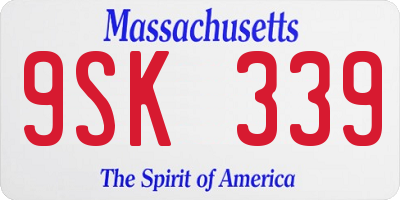 MA license plate 9SK339