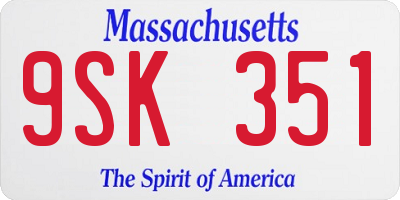 MA license plate 9SK351