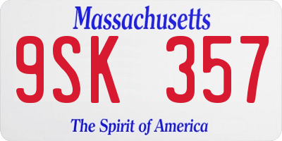 MA license plate 9SK357