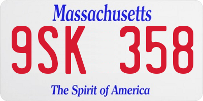 MA license plate 9SK358