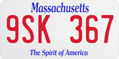 MA license plate 9SK367