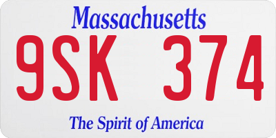 MA license plate 9SK374