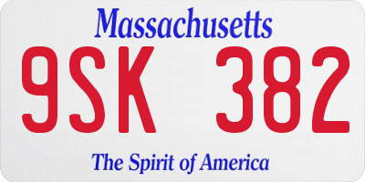 MA license plate 9SK382