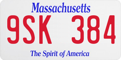 MA license plate 9SK384