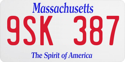MA license plate 9SK387