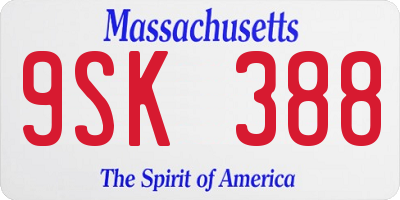 MA license plate 9SK388