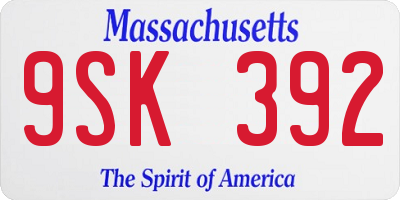 MA license plate 9SK392