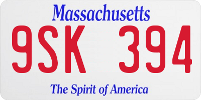 MA license plate 9SK394