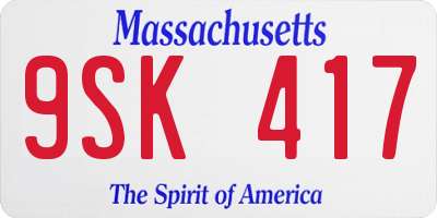 MA license plate 9SK417