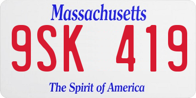 MA license plate 9SK419
