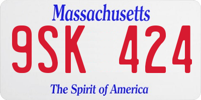 MA license plate 9SK424