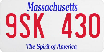 MA license plate 9SK430
