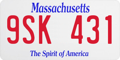 MA license plate 9SK431