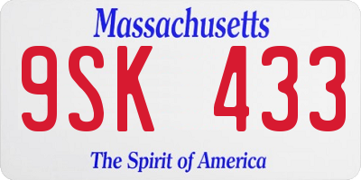 MA license plate 9SK433