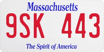 MA license plate 9SK443