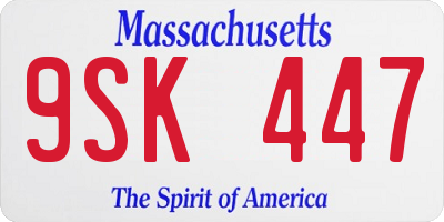 MA license plate 9SK447