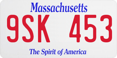 MA license plate 9SK453