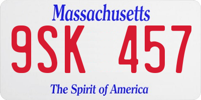 MA license plate 9SK457