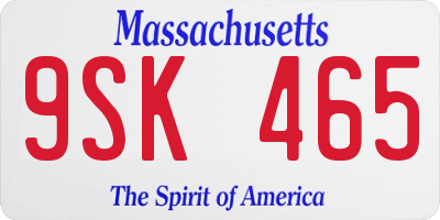 MA license plate 9SK465