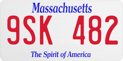 MA license plate 9SK482