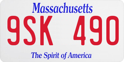MA license plate 9SK490