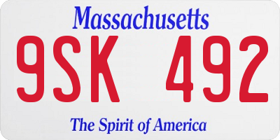 MA license plate 9SK492