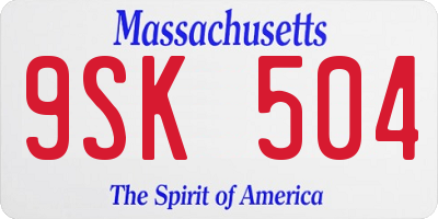 MA license plate 9SK504
