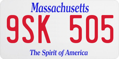 MA license plate 9SK505