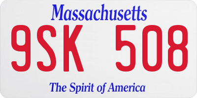 MA license plate 9SK508
